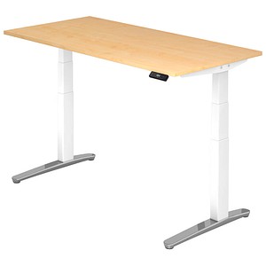 4032062168585 - VXBHM16 elektrisch höhenverstellbarer Schreibtisch ahorn rechteckig C-Fuß-Gestell weiß 1600 x 800 cm
