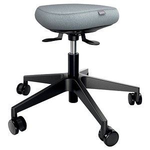 4002432136094 - Steh- Sitzhocker Ergo Active ergonomisch höhenverstellbar gepolsterter Balance-Komfortsitz Stoffbezug 5 Rollen Ø 600 x H 470-600 mm grau-schwarz