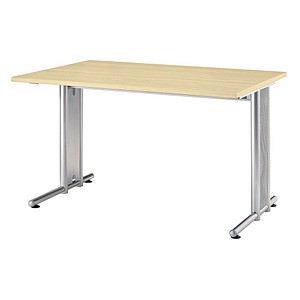 HAMMERBACHER Prokura Schreibtisch ahorn rechteckig, C-Fuß-Gestell silber 120,0 x 80,0 cm