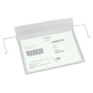 4052301027398 - 50 Sichttaschen mit Drahtbügel DIN A4 quer transparent glatt