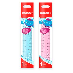 Kores® Lineal 15,0 cm, pink, blau