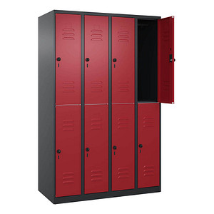 4068192642565 - Spind Classic Plus rubinrot schwarzgrau 080300-40 S10067 8 Schließfächer 1200 x 500 x 1850 cm 4068192642565 C+P-Möbel 4068192642565 - Spind Classic Plus rubinrot schwarzgrau 080300-40 S10067 8 Schließfächer 1200 x 500 x 1850 cm 4068192642565 C+P-Möbel