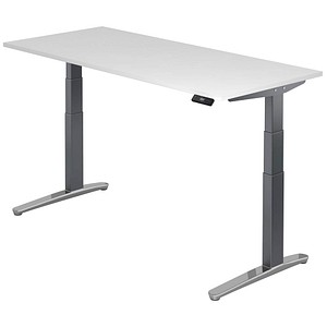 4032062171882 - Schreibtisch TOPAS LINE elektrisch höhenverstellbar C-Fuß B 1800 x T 800 x H 650-1300 mm weiß graphit + Memoryschalter Kabelkanal