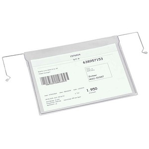 4052301027398 - 50 Sichttaschen mit Drahtbügel DIN A4 quer transparent glatt