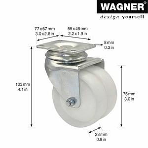 4001073007152 - Apparate-Doppel-Lenkrolle ECO RO 1277 weiß 4001073007152 WAGNER design yourself