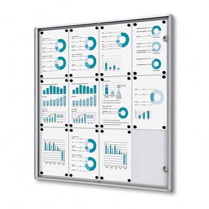 8595578357660 - SHOWDOWN Abschließbarer Schaukasten Magnetisch 931 (B) x 963 (H) cm Silber 12 x DIN A4