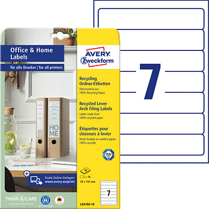 4004182085097 - LR4760-10 Recycling Ordner-Etiketten Home Office Kleinpackung A4 38 x 192 mm 10 Bogen 70 Etiketten naturweiß - Avery Zweckform