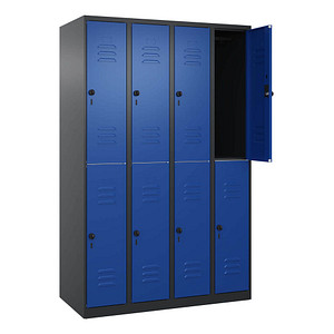 4068192642626 - Spind Classic Plus enzianblau schwarzgrau 080300-40 S10068 8 Schließfächer 1200 x 500 x 1850 cm 4068192642626 C+P-Möbel