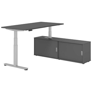 4032062329689 - Schreibtischkombination XDSM 16 höhenverstellbar 63-127cm (H) 160x80cm (BxT) rechteckig graphit   silber 4032062329689 Hamme