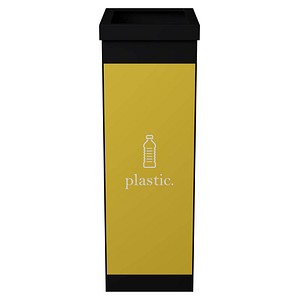 3660141280142 - Wertstoffsammler Paperflow Volumen 60 l für Kunststoff mit abnehmbarem Deckel & Piktogramm erweiterbar L 363 x B 263 x H 760 mm Polystyrol gelb-schwarz