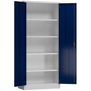 ClassiX Stahlschrank X-530331 enzianblau, lichtgrau 80,0 x 38,0 x 180,0 cm, aufgebaut