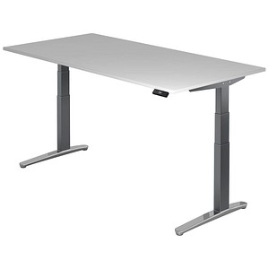 4032062171134 - VXBHM2E elektrisch höhenverstellbarer Schreibtisch lichtgrau rechteckig C-Fuß-Gestell grau 2000 x 1000 cm