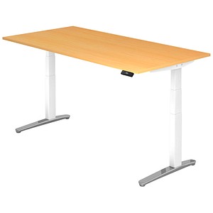 4032062171219 - VXBHM2E elektrisch höhenverstellbarer Schreibtisch buche rechteckig C-Fuß-Gestell weiß 2000 x 1000 cm