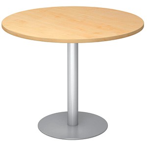 4032062157213 - Konferenztisch VSTF10 3 S  100x100cm (BxT) rund ahorn   silber 4032062157213 Hammerbacher