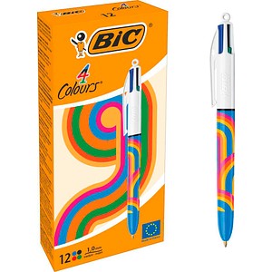3086123776739 - BIC 4-Farben-Kugelschreiber 4 Colours bunt Schreibfarbe blau rot schwarz grün 12 St