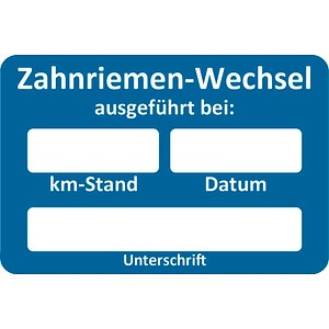 4052301105003 - Aufkleber Zahnriemen-Wechsel ausgeführt bei blau weiß 250 St