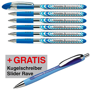 4004675097187 - AKTION Kugelschreiber Slider Basic blau transparent Schreibfarbe blau 6 St + GRATIS Slider Kugelschreiber Rave XB blau 4004675097187 - AKTION Kugelschreiber Slider Basic blau transparent Schreibfarbe blau 6 St + GRATIS Slider Kugelschreiber Rave XB blau