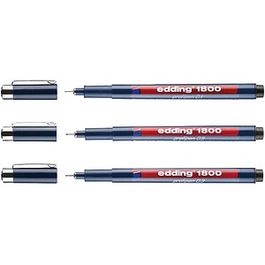 edding 1800 profipen Fineliner schwarz 0,1 + 0,3 + 0,5 mm, 3 St.