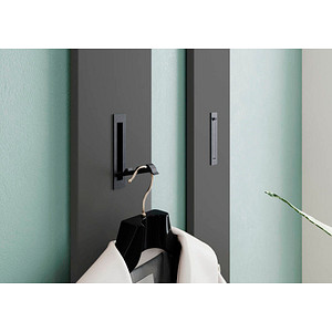 4005949372856 - Garderobenpaneel Susanna Wandmontage 3 Klapphaken bis 5 kg B 150 x T 40 x H 1700 mm MDF graphit hochglanz