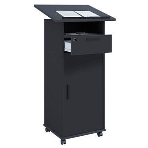 4051814373787 - Stehpult Melta mobil höhenverstell- neigbar 1 offenes Fach 1 abschließbarer Schub 2 Fächer mit Tür B 600 x T 500 x H 1090-1200 mm Holz schwarz 4051814373787 - Stehpult Melta mobil höhenverstell- neigbar 1 offenes Fach 1 abschließbarer Schub 2 Fächer mit Tür B 600 x T 500 x H 1090-1200 mm Holz schwarz