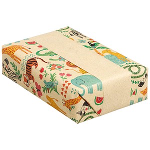 4051291063799 - Geschenkpapier Oase Dschungeltiere mehrfarbig beidseitig bedruckt 200 m