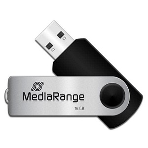 MediaRange USB-Stick schwarz, silber 16 GB