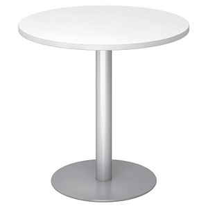 4032062157282 - Besprechungstisch VSTF08 W S  80x80cm (BxT) rund weiß   silber 4032062157282 Hammerbacher