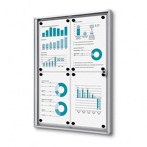 8595578357622 - SHOWDOWN Abschließbarer Schaukasten Magnetisch 491 (B) x 655 (H) cm Silber 4 x DIN A4