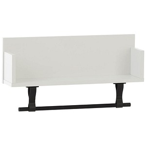 4027181121412 - Wandregal SCHILDMEYER Ella Breite 59 cm weiß (mattweiß) B598cm H315cm T135cm FSC-zertifizierter Holzwerkstoff Regale Mit Kleiderstange aus Kunststoff und Schlaufen aus Leder