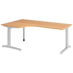 Hammerbacher Schreibtisch VXB, manuell höhenverstellbar, 85cm (H), 200x120cm (BxT), buche / silber 4032062326343 Hammerbacher 6 Stück