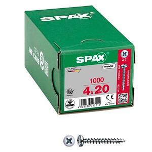 4003530015212 - Universalschraube 4 x 20 mm 1000 Stück Vollgewinde Halbrundkopf Kreuzschlitz Z2 4CUT wirox - 0231010400205 - Spax 4003530015212 - Universalschraube 4 x 20 mm 1000 Stück Vollgewinde Halbrundkopf Kreuzschlitz Z2 4CUT wirox - 0231010400205 - Spax