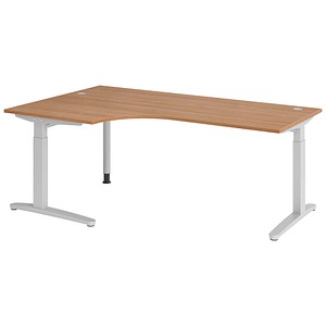 Hammerbacher Schreibtisch VXB, manuell höhenverstellbar, 85cm (H), 200x120cm (BxT), nussbaum / silber 4032062326367 Hammerbacher 6 Stück