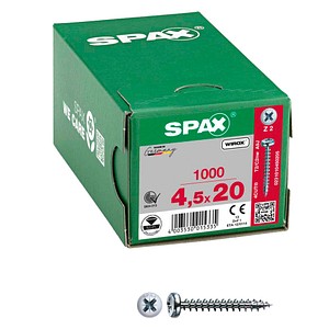 4003530015335 - Universalschraube 45 x 20 mm 1000 Stück Vollgewinde Halbrundkopf Kreuzschlitz Z2 4CUT wirox - 0231010450205 - Spax 4003530015335 - Universalschraube 45 x 20 mm 1000 Stück Vollgewinde Halbrundkopf Kreuzschlitz Z2 4CUT wirox - 0231010450205 - Spax