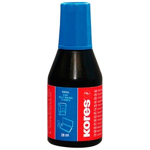 Kores Stempelfarbe ohne Öl, 27ml blau mit Verstreicher  SF71308 9023800713087 Kores SF71308
