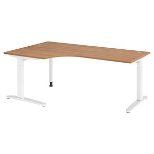 Hammerbacher Schreibtisch VXB, manuell höhenverstellbar, 85cm (H), 200x120cm (BxT), nussbaum / weiß 4032062326442 Hammerbacher 6 Stück