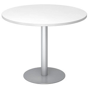 4032062157381 - Besprechungstisch VSTF10 W S  100x100cm (BxT) rund weiß   silber 4032062157381 Hammerbacher