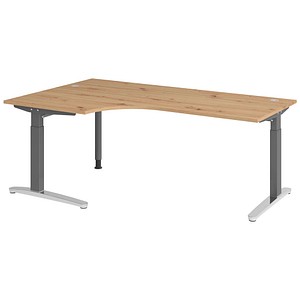 Hammerbacher Schreibtisch VXB, manuell höhenverstellbar, 85cm (H), 200x120cm (BxT), asteiche / graphit 4032062326213 Hammerbacher 6 Stück
