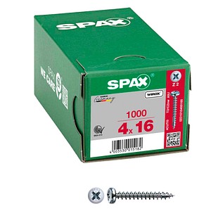 4003530015182 - Universalschraube 4 x 16 mm 1000 Stück Vollgewinde Halbrundkopf Kreuzschlitz Z2 4CUT WIROX - 0231010400165