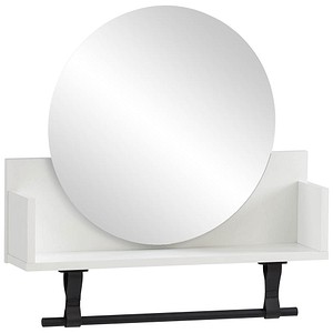 4027181121610 - Wandregal SCHILDMEYER Ella Breite 59 cm weiß (mattweiß) B598cm H590cm T135cm FSC-zertifizierter Holzwerkstoff Regale Kleiderstange aus Kunststoff Schlaufen aus Leder runde Spiegelfläche 4027181121610 - Wandregal SCHILDMEYER Ella Breite 59 cm weiß (mattweiß) B598cm H590cm T135cm FSC-zertifizierter Holzwerkstoff Regale Kleiderstange aus Kunststoff Schlaufen aus Leder runde Spiegelfläche