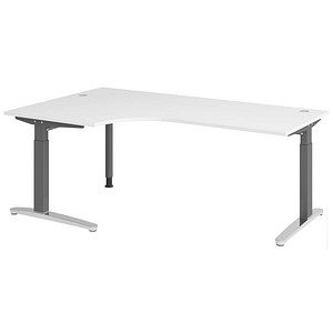 Hammerbacher Schreibtisch VXB, manuell höhenverstellbar, 85cm (H), 200x120cm (BxT), weiß / graphit 4032062326220 Hammerbacher 6 Stück