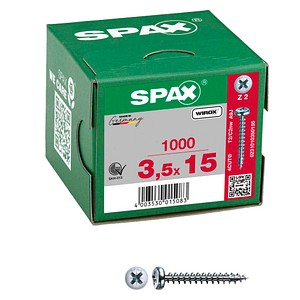 4003530015083 - Universalschraube 35 x 15 mm 1000 Stück Vollgewinde Halbrundkopf Kreuzschlitz Z2 4CUT wirox - 0231010350155 - Spax 4003530015083 - Universalschraube 35 x 15 mm 1000 Stück Vollgewinde Halbrundkopf Kreuzschlitz Z2 4CUT wirox - 0231010350155 - Spax