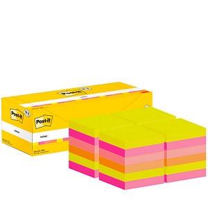 4064035128159 - Haftnotizen 654-COL-VP24 Notes Promotion 76x76mm je 1 x neongelb pink rosa vitalorange quadratisch 4064035128159 24 Stück