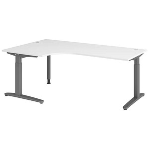Hammerbacher Schreibtisch VXB, manuell höhenverstellbar, 85cm (H), 200x120cm (BxT), weiß / graphit 4032062326305 Hammerbacher 6 Stück