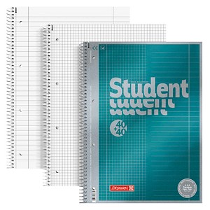 4003273566675 - Collegeblock 10-67174 Student DUO Lineatur 27 + Lineatur 28   liniert+kariert mit Rand innen außen A4 90g blau 80 Blatt 400