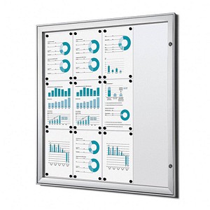 8595578357738 - SHOWDOWN Abschließbarer Schaukasten Magnetisch 969 (B) x 1004 (H) cm Silber 12 x DIN A4