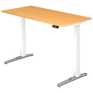 4032062168639 - VXBHM16 elektrisch höhenverstellbarer Schreibtisch buche rechteckig C-Fuß-Gestell weiß 1600 x 800 cm