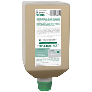 4260029178340 - Physioderm® TOPSCRUB® SOFT Handreiniger Handpaste mit Bioreibemittel aus Olivenkernmehl für mittelstarke Verschmutzungen 2 Liter - Flasche