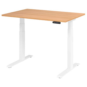 4032062191071 - HAMMERBACHER XDKB12 elektrisch höhenverstellbarer Schreibtisch eiche rechteckig C-Fuß-Gestell weiß 1200 x 800 cm