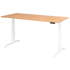 4032062191255 - HAMMERBACHER XDKB19 elektrisch höhenverstellbarer Schreibtisch eiche rechteckig C-Fuß-Gestell weiß 1800 x 800 cm