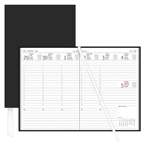 4069095001091 - Buchkalender 766-0020 schwarz 1 Woche    2 Seiten 146x21cm (BxH) 2026 4069095001091 Zettler